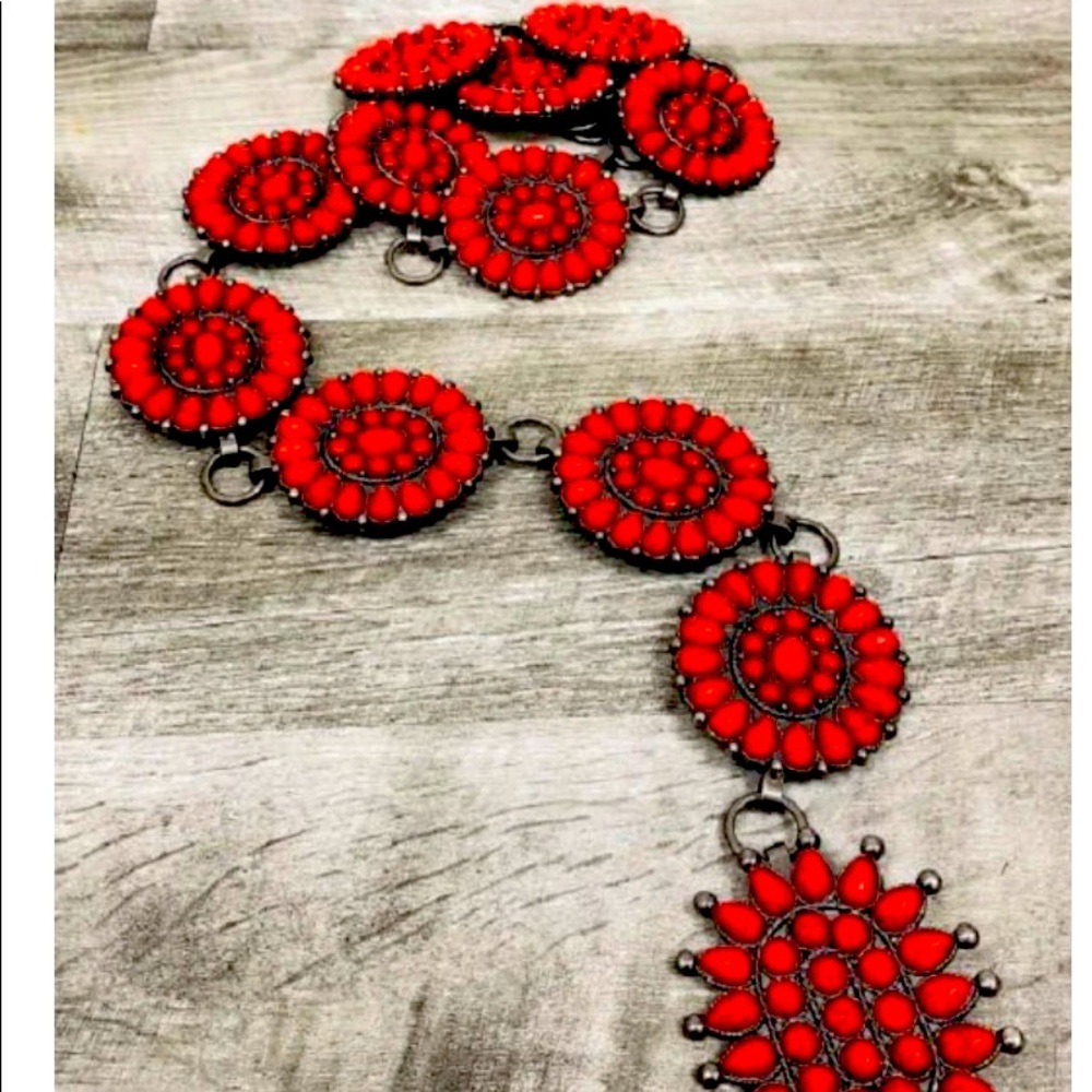 Red Chain Concho Belt